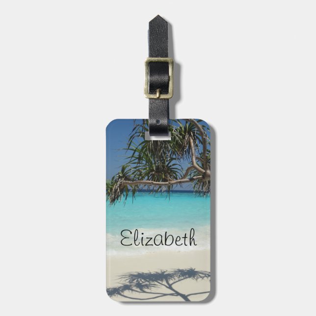 Étiquette À Bagage Photographie de la scène de plage Tropical Blue Oc (Devant Vertical)
