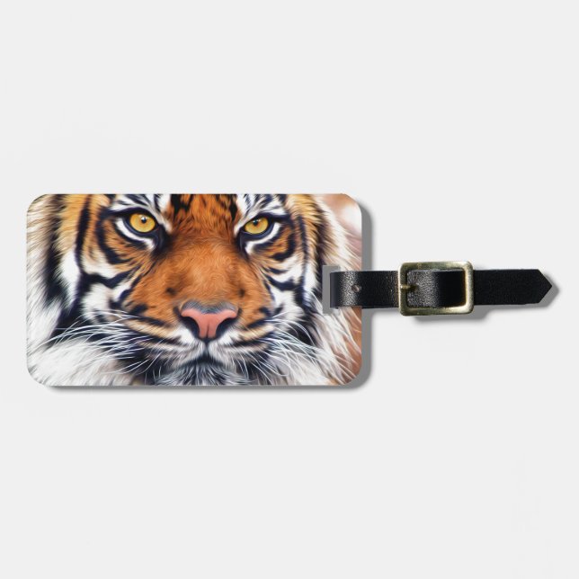 Étiquette À Bagage Photographie masculine de peinture de tigre (Devant horizontal)