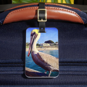 Étiquette À Bagage Photos d'oiseaux du Pélican California Beach Pier 
