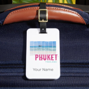 Étiquette À Bagage Phuket Thaïlande Panorama de plage vintage Souveni