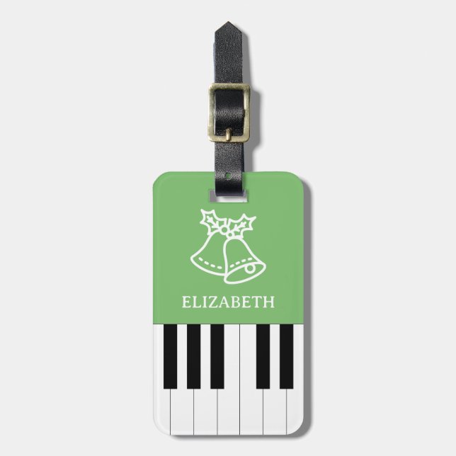Étiquette À Bagage Piano Key Meilleur Enseignant Piano Ever Noël Vert (Devant Vertical)