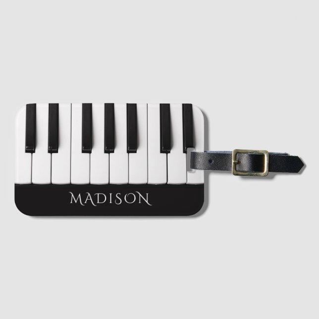 Étiquette À Bagage Piano Keys nom personnalisé (Devant Horizontal)