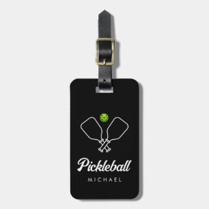 Étiquette À Bagage Pickleball avec pagaies et balle Personnalisé