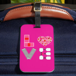 Étiquette À Bagage Pickleball Love Heart Court Balls Paddles Rose Rou