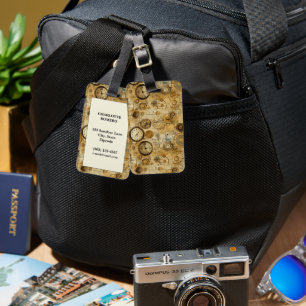 Étiquette À Bagage Pièce d'horlogerie industrielle Steampunk Sépia la