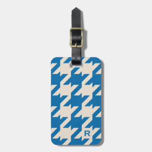 Étiquette À Bagage Pied-de-poule bleu d'aqua moderne audacieux avec
