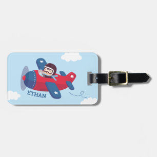 Étiquette À Bagage Pilote Aviateur Mignon Avion Garçons Personnalisé