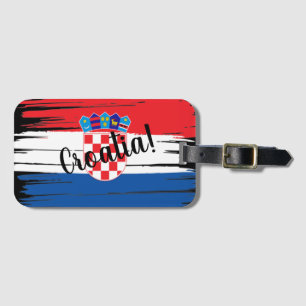 Étiquette À Bagage Pinceau Artistique Drapeau Croatie