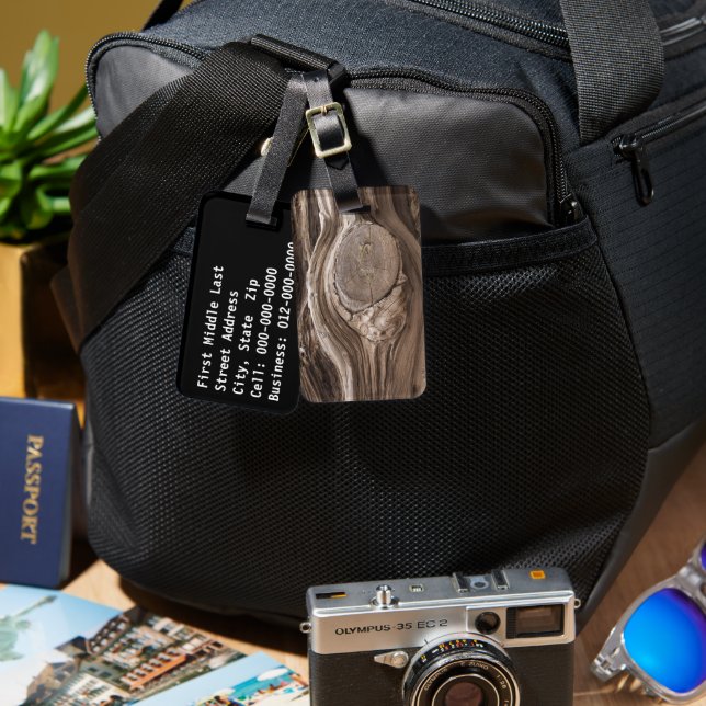 Étiquette À Bagage Pinceau de pin rustique naturel - photo de fond (Recto & Verso)