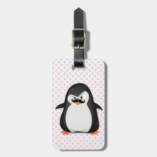 Étiquette À Bagage Pingouin blanc noir mignon et moustache drôle
