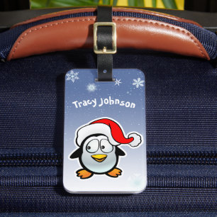 Étiquette À Bagage Pingouin frais avec le casquette de Père Noël