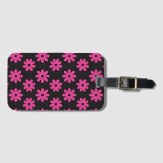Étiquette À Bagage Pink and Black Floral
