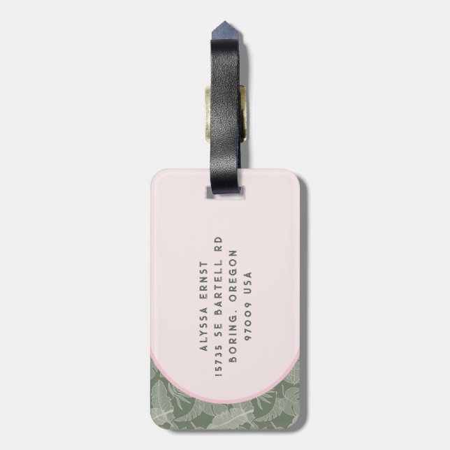 Étiquette À Bagage Pink and green Palm Tree Travel Journal (Dos Vertical)