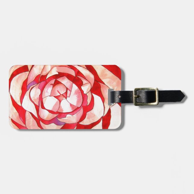 Étiquette À Bagage Pink Camellia abstract art painting original (Devant horizontal)