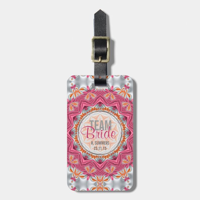 Étiquette À Bagage Pink Country Style Team Bride Bagage iD Tags (Devant Vertical)