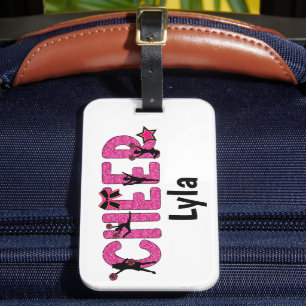Étiquette À Bagage Pink Glitter Cheerleader Cheerleader Cheer Personn