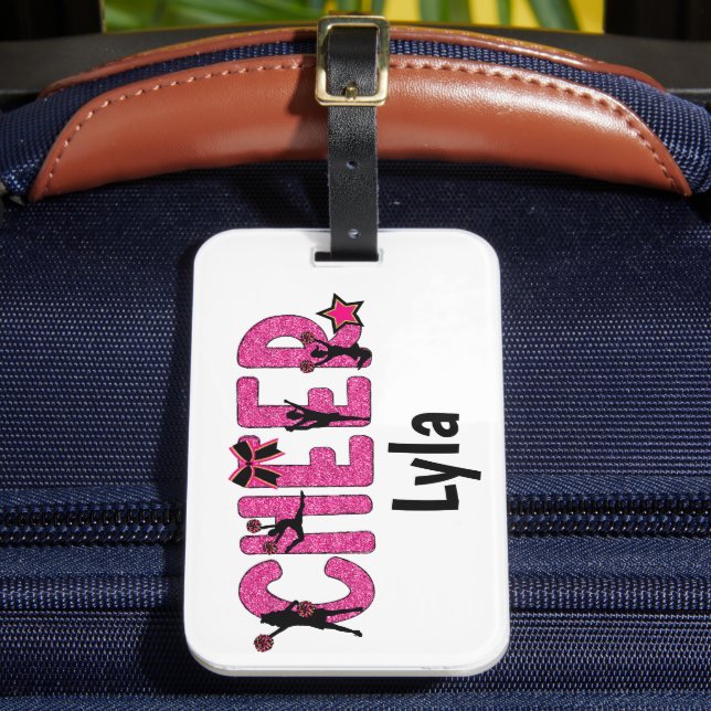 Étiquette À Bagage Pink Glitter Cheerleader Cheerleader Cheer Personn (Insitu Rectoal 2)
