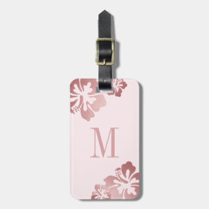 Étiquette À Bagage Pink Hibiscus Rose Gold bagage ID