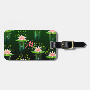 Étiquette À Bagage Pink Lotus Flower Green BG Personnaliser les bagag