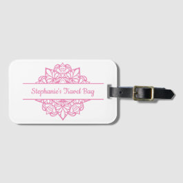 Étiquette À Bagage Pink Mandala Art Personnalisé