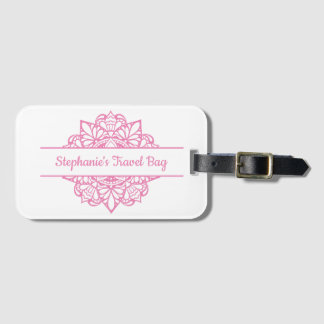 Étiquette À Bagage Pink Mandala Art Personnalisé