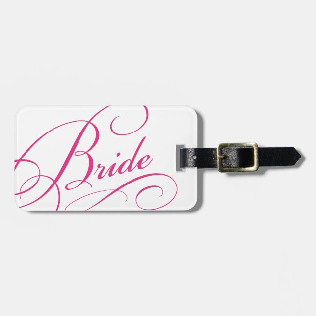 Étiquette À Bagage Pink mariée douce romantique lune de miel tag (Devant horizontal)