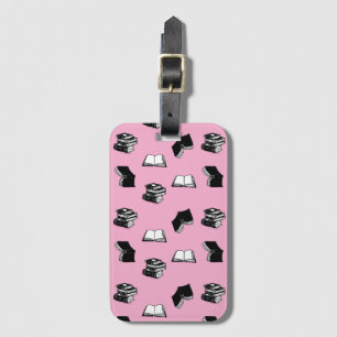 Étiquette À Bagage Pink Modern Boish Bibliophile Motif de livre