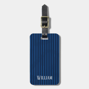 Étiquette À Bagage Pinstripes bleu marine personnalisées