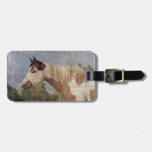 Étiquette À Bagage Pinto Horse Grunge