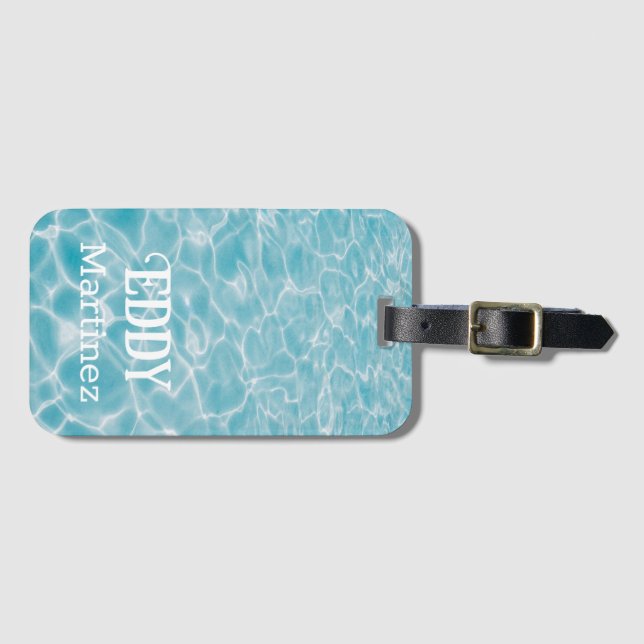Étiquette À Bagage Piscine d'été aquatique personnalisée (Devant Horizontal)
