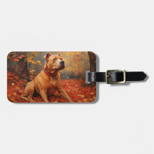 Étiquette À Bagage Pitbull à l'automne Feuilles automne Inspiration