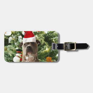 Étiquette À Bagage Pitbull Chien Arbre de Noël Ornements Snowman