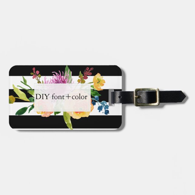 Étiquette À Bagage PixDezines aquarelle/florale (Devant horizontal)