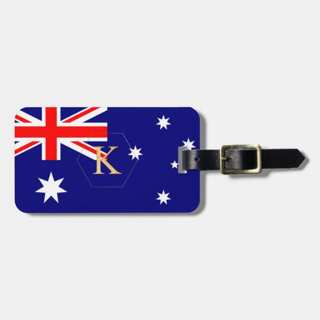 Étiquette À Bagage PIXDEZINES DRAPEAU AUSTRALIEN + do-it-yourself MON (Devant horizontal)