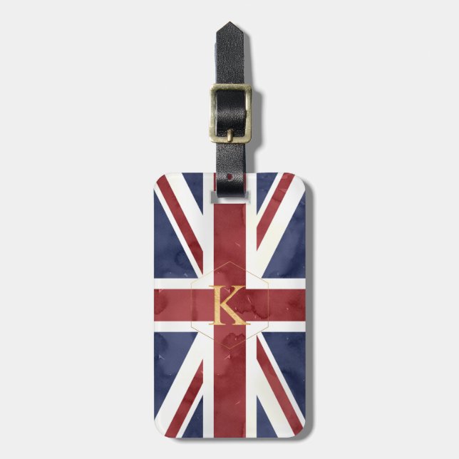 Étiquette À Bagage PIXDEZINES UNION JACK + do-it-yourself MONOGRAM (Devant Vertical)