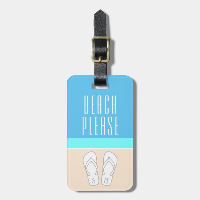 Étiquette À Bagage Plage Abstraite Chic Moderne S'il vous plaît Monog (Devant Vertical)