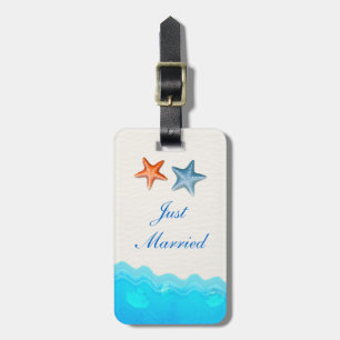 Étiquette À Bagage Plage avec des étoiles de mer épousant juste