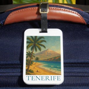 Étiquette À Bagage Plage de l'île Canarie de Tenerife vintage Voyage