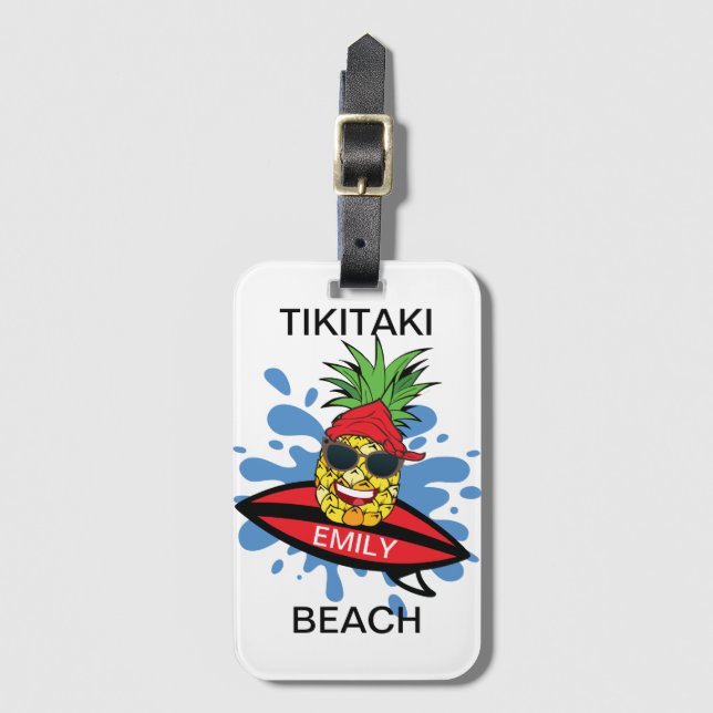 Étiquette À Bagage Plage de Tikitaki (Devant Vertical)