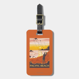 Étiquette À Bagage Plage et cerfs-volants - plage Pacifique,