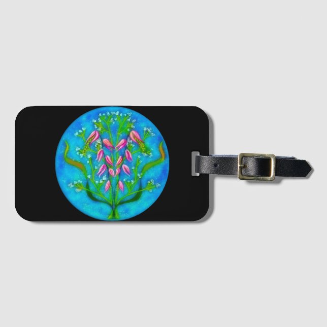 Étiquette À Bagage Plage Fleurs Peinture Acrylique (Devant Horizontal)