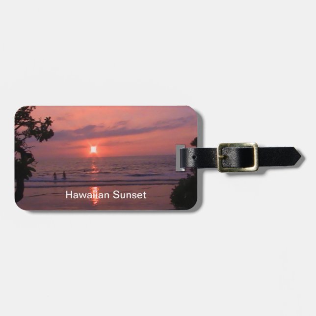 Étiquette À Bagage Plage romantique Hawaii Sunset Ocean Beach (Devant horizontal)