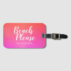Étiquette À Bagage Plage rose orange orange foncé personnalisée