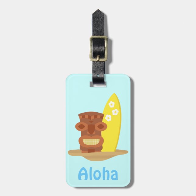 Étiquette À Bagage Plage Tropical Hawaii Tiki (Devant Vertical)
