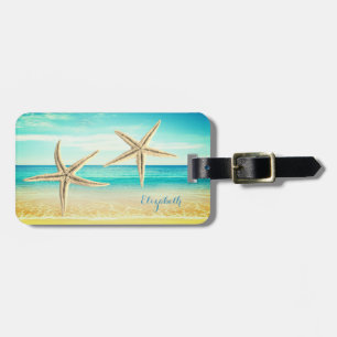 Étiquette À Bagage Plage Tropicale,Ciel Bleu,Sable de l'Océan,Étoile