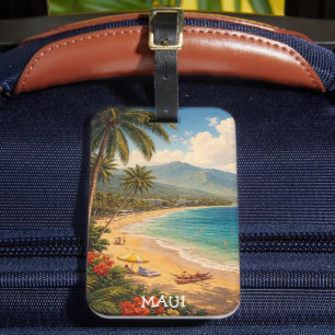 Étiquette À Bagage Plage tropicale de Ka'anapali à Maui, voyage vinta