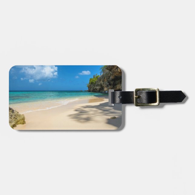 Étiquette À Bagage Plage tropicale de Tahiti Sandy Island  (Devant horizontal)
