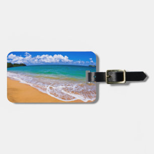 Étiquette À Bagage Plage vide et eaux bleues