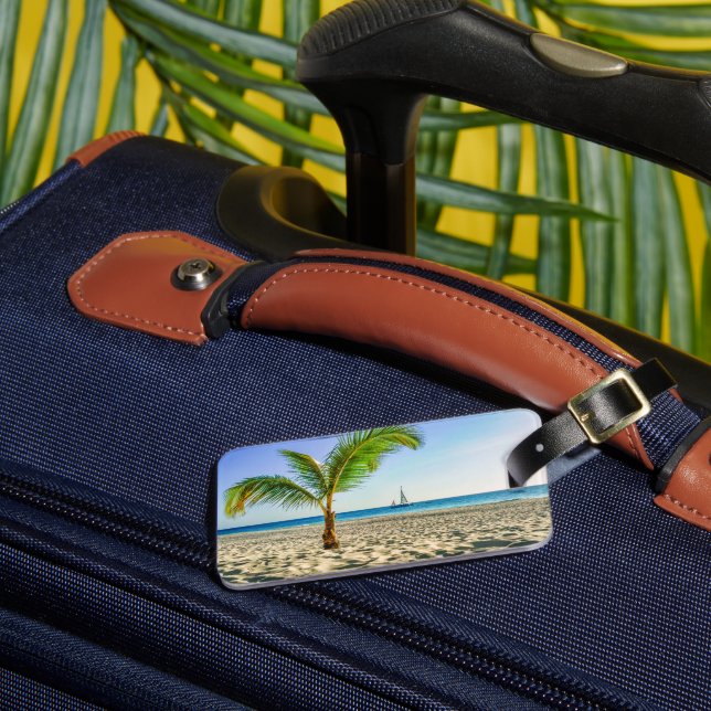 Étiquette À Bagage Plages tropicales | Bateau, Palmier, Aruba (Insitu Rectoal 3)