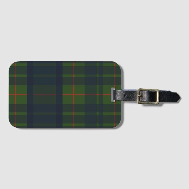 Étiquette À Bagage Plaid bleu vert et rouge Tartan (Devant Horizontal)
